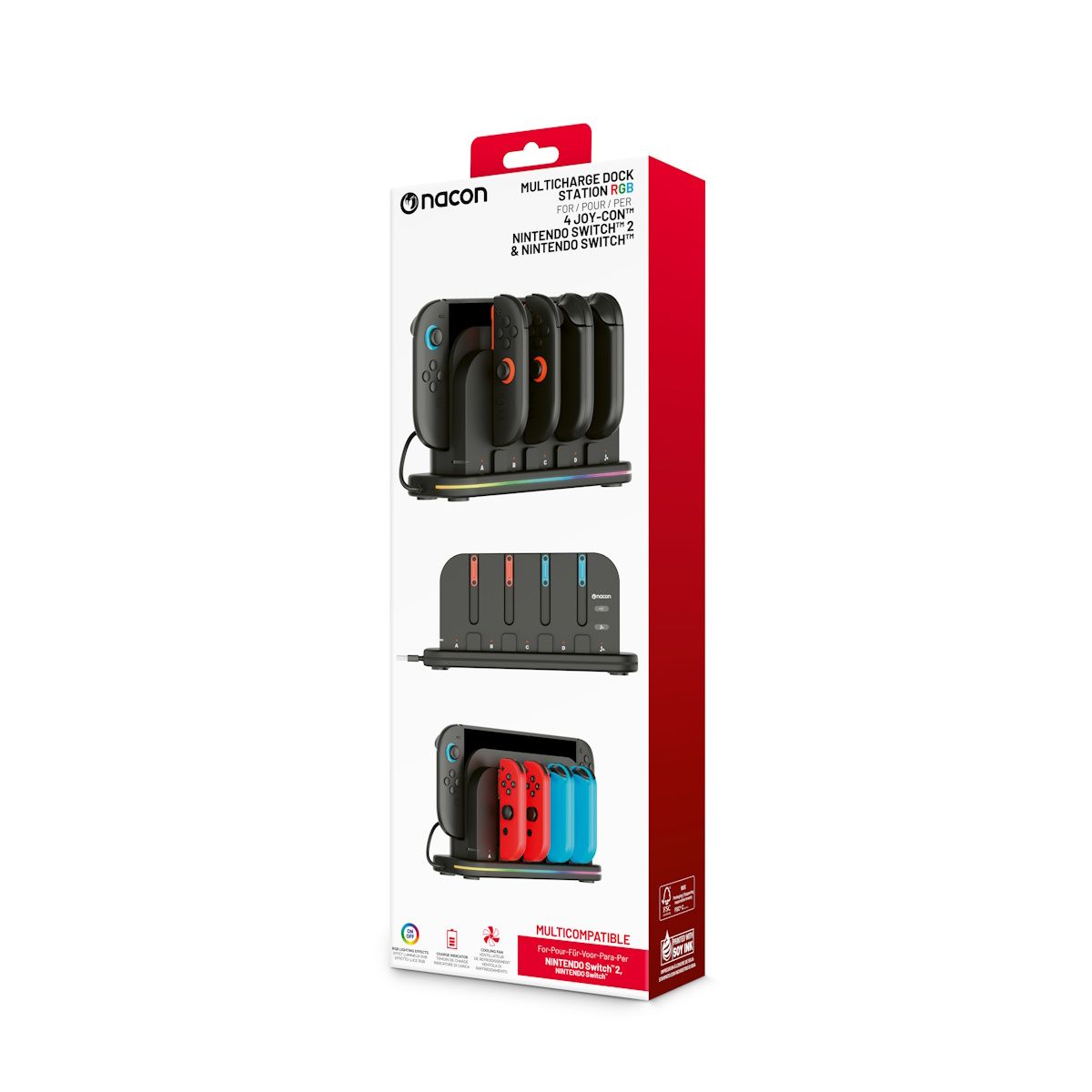 Nacon Multi-Charge Dock Station RGB For 4 Joy-Con Nintendo Switch and Nintendo Switch 2